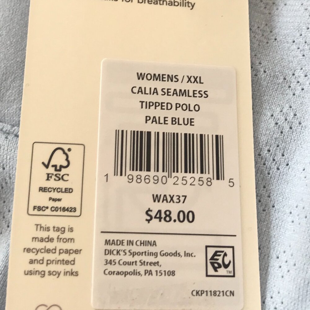 Calia Women's Seamless Tipped Polo in Pale Blue NWT - Picture 12 of 12